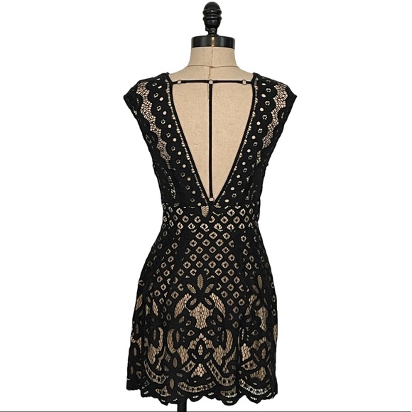 Free People One Million Lovers Black Lace Overlay Mini Dress. - Picture 6 of 8